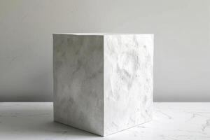 Abstract representation of a white cube in minimalistic style photo