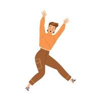 Man Character Afraid of Something Feeling Scared and Terrified Escaping with Raised Hands Illustration vector
