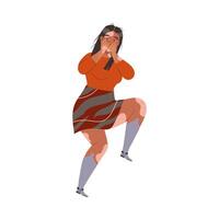 Woman Character Afraid of Something Feeling Scared and Terrified Shaking with Fear Illustration vector