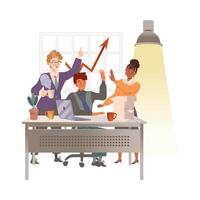 Business people working together in office. Office workers taking part in business meeting, planning, discussing, brainstorming illustration vector