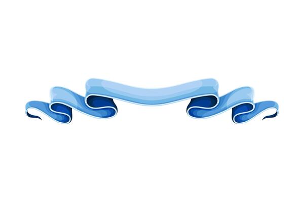 Retro blue blank ribbon horizontal banner illustration on white background
