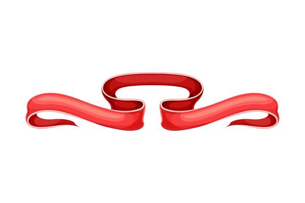 Retro red blank ribbon banner illustration on white background