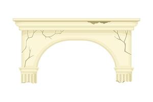 Old broken marble arch, ancient architecture design element illustration vector