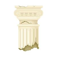Old broken marble pillar, ancient architecture design element illustration vector