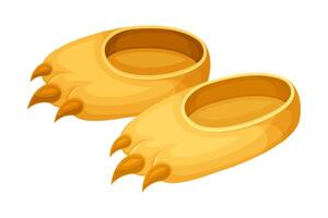 Pair of slippers with claws, soft comfortable textile footwear for home cartoon illustration vector