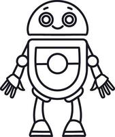 Smiling Robot Line Drawing vector