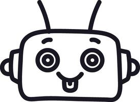 Playful Robot Face Doodle Style Element vector