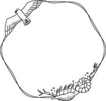 Bird and Shell Doodle Frame vector