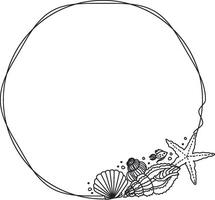 Circular Frame with Sea Elements vector