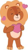 Cute Lion Holding Heart vector
