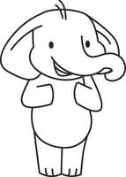 Smiling Cartoon Elephant Outline vector
