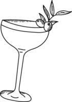 Elegant Cocktail Glass with Olives vector