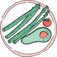 Sketch Plate with Vegetables vector