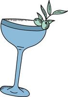 Elegant Cocktail Glass with Olives Drink vector