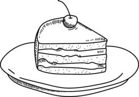 Slice of Cake with Cherry Berry vector