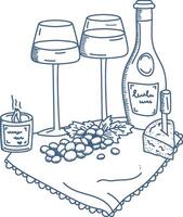 Elegant Wine and Cheese Setting vector