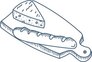 Rustic Bread and Cheese Sketch vector