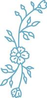 Floral Line Art Element with Leaves vector