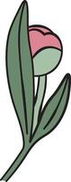 Peony Bud with Leaves Element vector