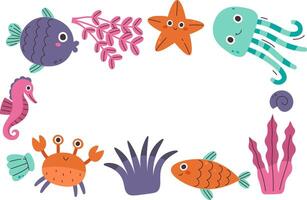 Underwater Creatures Border vector