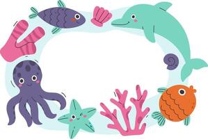 Underwater Frame with Marine Animals vector