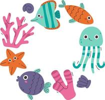 Marine Life Circle Frame vector