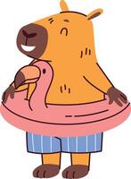 Capybara with Flamingo Float vector
