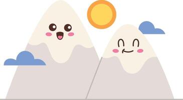 Smiling Mountains with Sun and Clouds Character vector