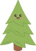 Smiling Cartoon Pine Tree Character vector