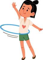 Child Playing with Hula Hoop vector