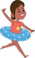 Girl Playing with Inflatable Ring vector
