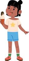 Child Girl Enjoying Ice Cream Cone vector