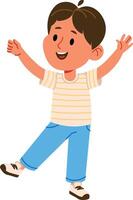 Cheerful Boy with Raised Arms vector