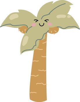 sonriente palma árbol personaje vector