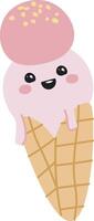 Smiling Ice Cream Cone Character vector