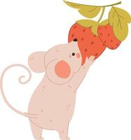 Mouse Reaching for Strawberry vector