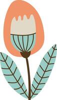 Doodle Folk Abstract Flower Design vector