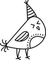 Bird with Party Hat Doodle vector