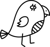 Cartoon Bird with Simple Lines vector