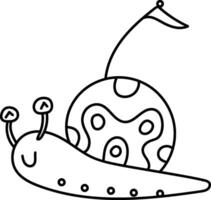 Snail with Flag Shell Doodle vector