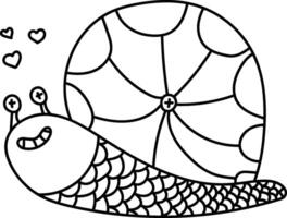 Snail with Hearts Pattern Doodle vector