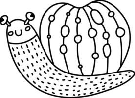 Happy Snail Doodle Style vector