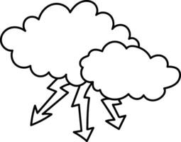 Clouds with Lightning Bolts vector