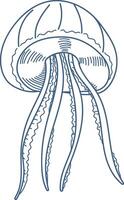 Jellyfish with Flowing Tentacles Element Design vector