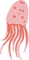 Crayon Jellyfish with Flowing Tentacles vector
