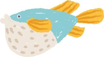 Crayon Pufferfish Sketch vector