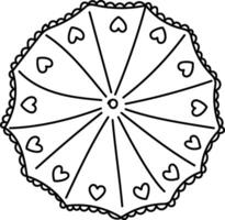 Heart Patterned Umbrella Top View vector