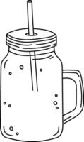 Mason Jar with Straw Sketch vector