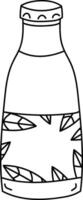 Bottle with Leaf Patterns Sketch vector