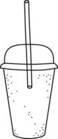 Soda Cup with Straw Sketch vector